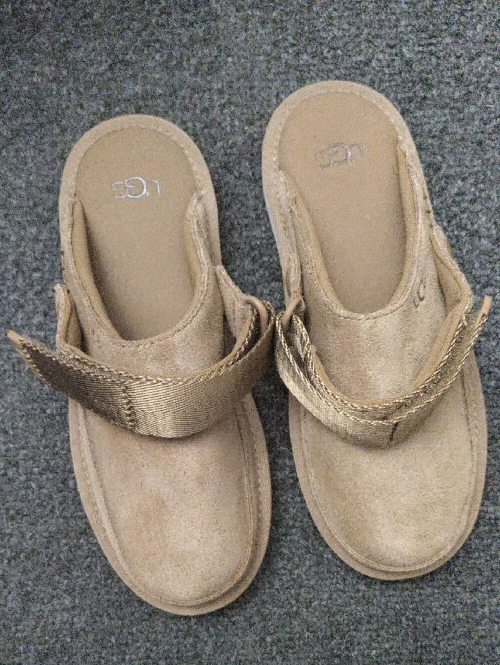 UGG Kids Suede Slip-On Shoes in Sand Brown